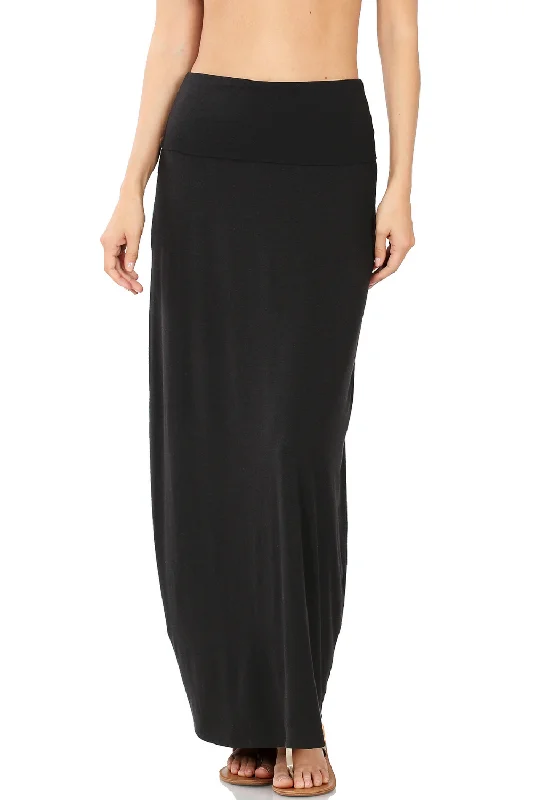 JERSEY KNIT MAXI SKIRT | BLACK