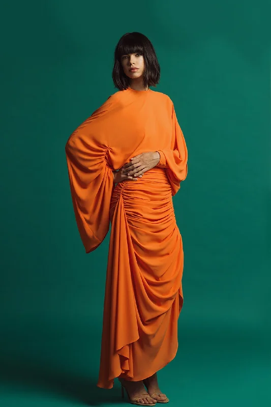 Draped skirt featuring top and georgette blouse velvet skirt sumptuous