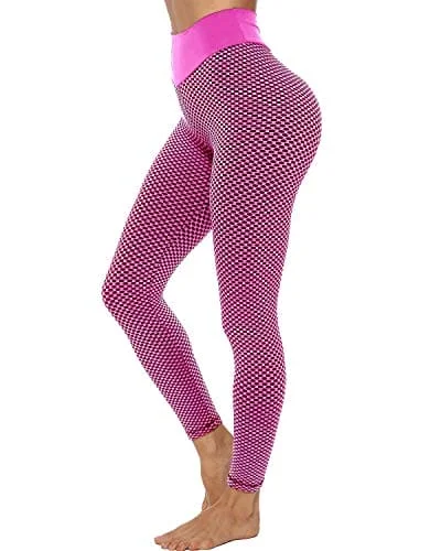 AIMILIA Butt Lifting Anti Cellulite Leggings for Women High Waisted Yoga Pants Workout Tummy Control Sport Tights - Y-tight-pink