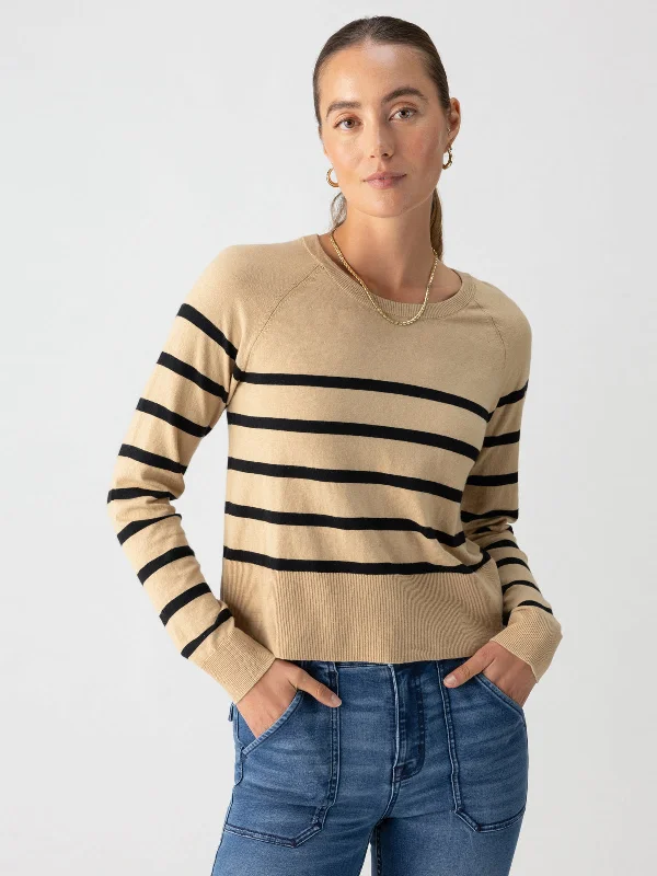 All Day Long Sweater True Khaki Black Stripe