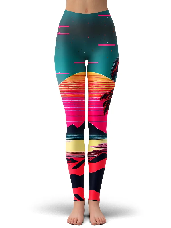 Beach Sunset Leggings Fashionable Sports Compression Leggings