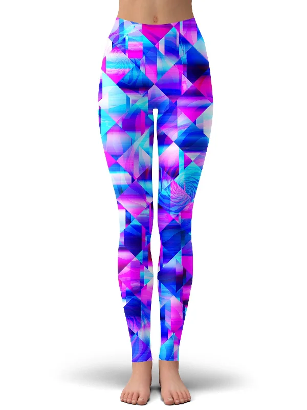 Blossom Trippy Leggings Trendy Colorblock Print Leggings