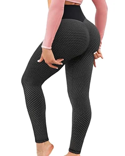 Butt Lifting Anti Cellulite Leggings for Women High Waisted Yoga Pants Workout Tummy Control Sport Tights - Y-tight-black