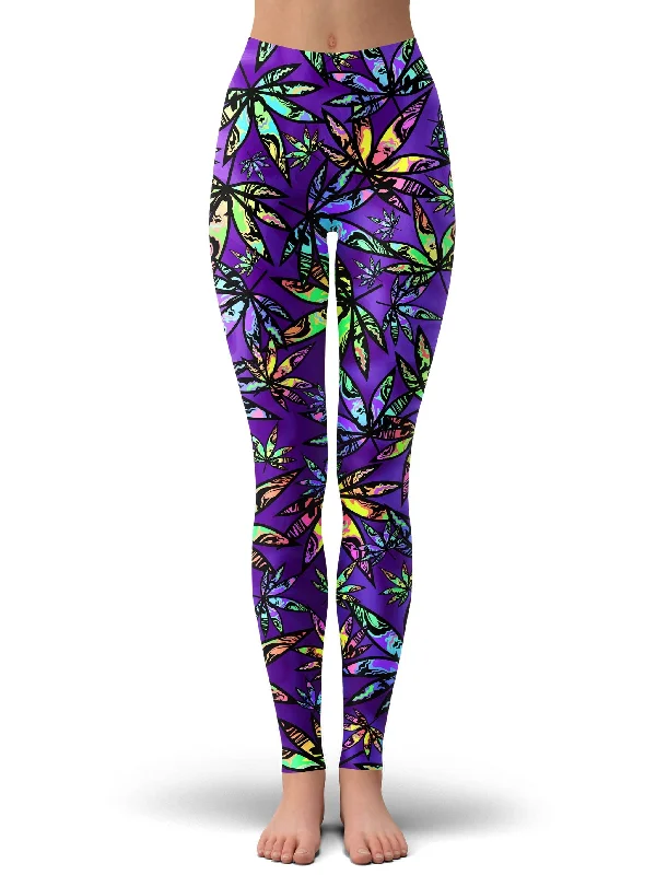 Cannabis Cascade Leggings Fashionable Floral Active Leggings
