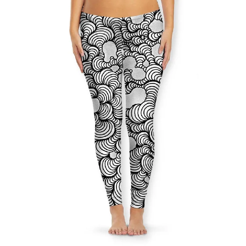 Color Wash Black & White Women's Leggings