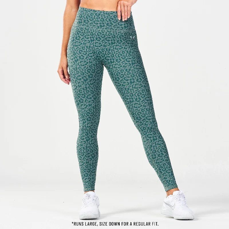 Core Agile ACT Leggings 27" - Dark Forest Print Trendy Foil Finish Leggings