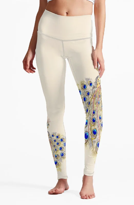 Eco Recycled Fabric Peacock High Waist Womens Yoga Leggings