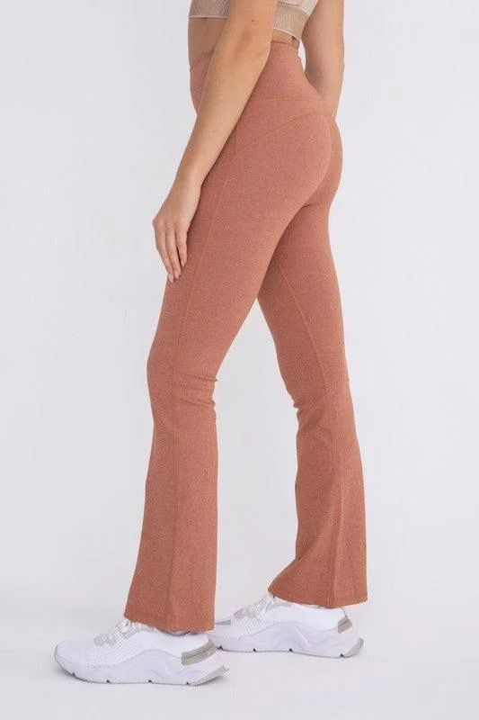 Mono B Flare Swoop Back High-Waisted Leggings