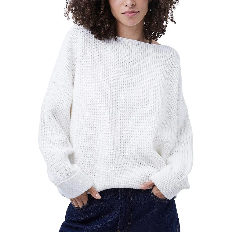 French Connection Womens Millie Mozart Waffle Knit Boat Neck Sweater