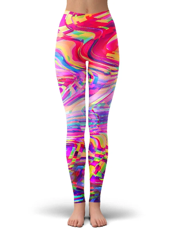 Glitch Waves Leggings Comfortable Bootcut Workout Leggings