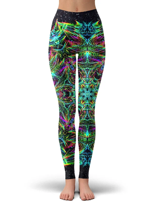 Green Warp Leggings Stylish Side-Stripe Leggings