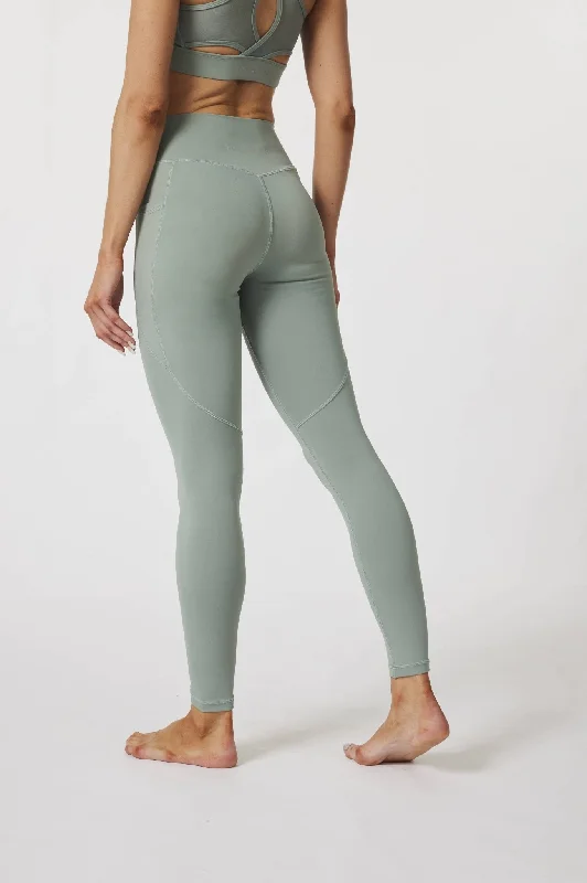 HeyCloud High-waisted Pocket Leggings with Pockets - Sage Green