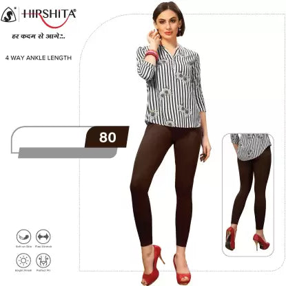 HIRSHITA Churidar Ethnic Wear Legging  (Brown, Solid)