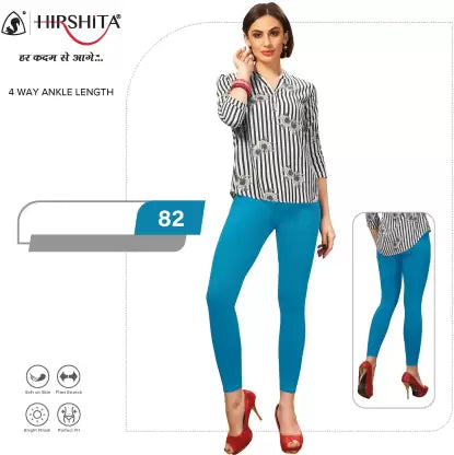 HIRSHITA Churidar Ethnic Wear Legging  (Light Blue, Solid)