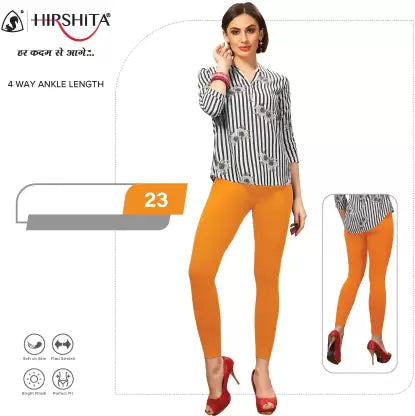 HIRSHITA Churidar Ethnic Wear Legging  (Orange, Solid)