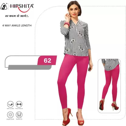 HIRSHITA Churidar Ethnic Wear Legging  (Pink, Solid)