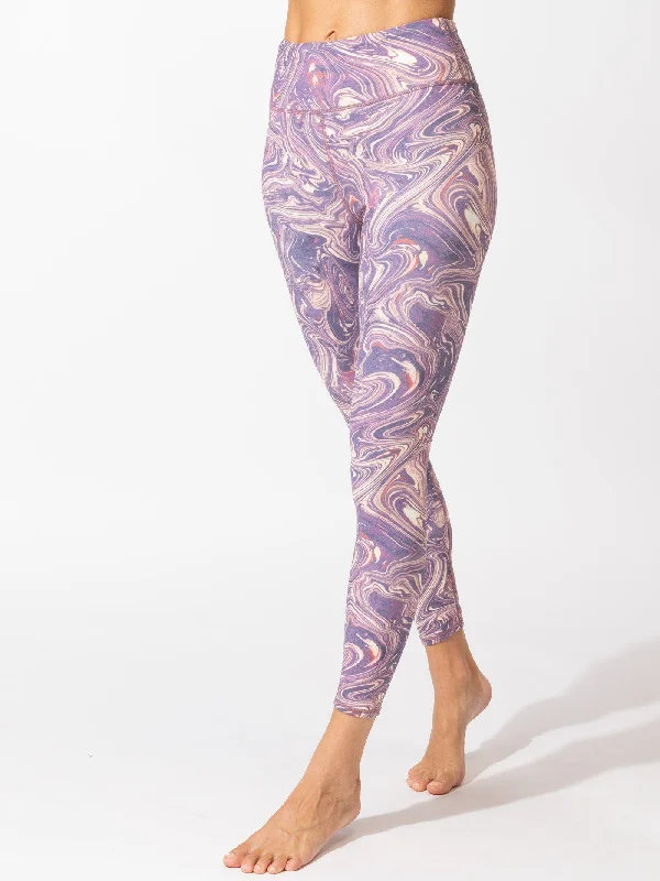 Jackie Aerial Marble Print Hi-Rise 7/8 Legging Cozy Reflective Detail Leggings