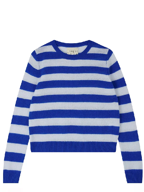 Jumper 1234 Stripe Crew Sweater in Blue Cement Peony