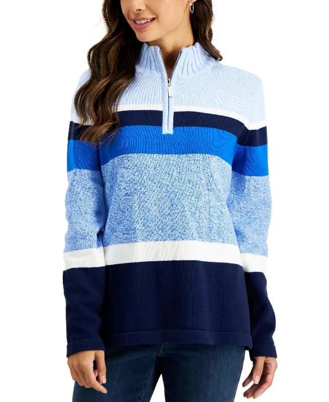 Karen Scott Sally Striped Cotton Sweater