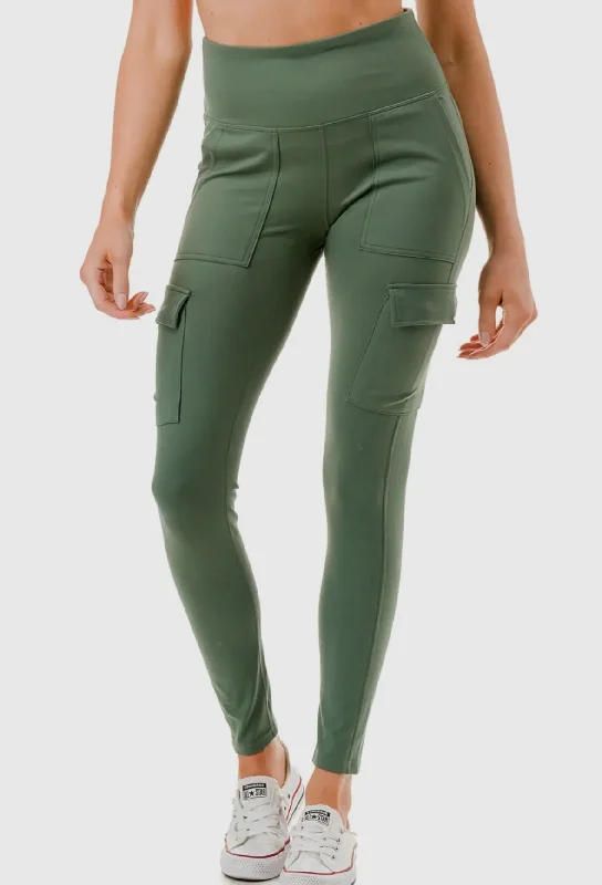 Olive cargo leggings