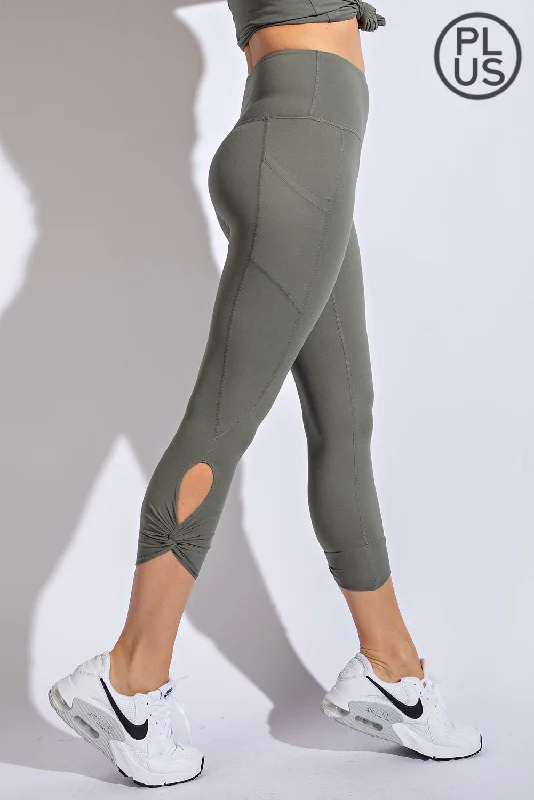 Olive keyhole leggings