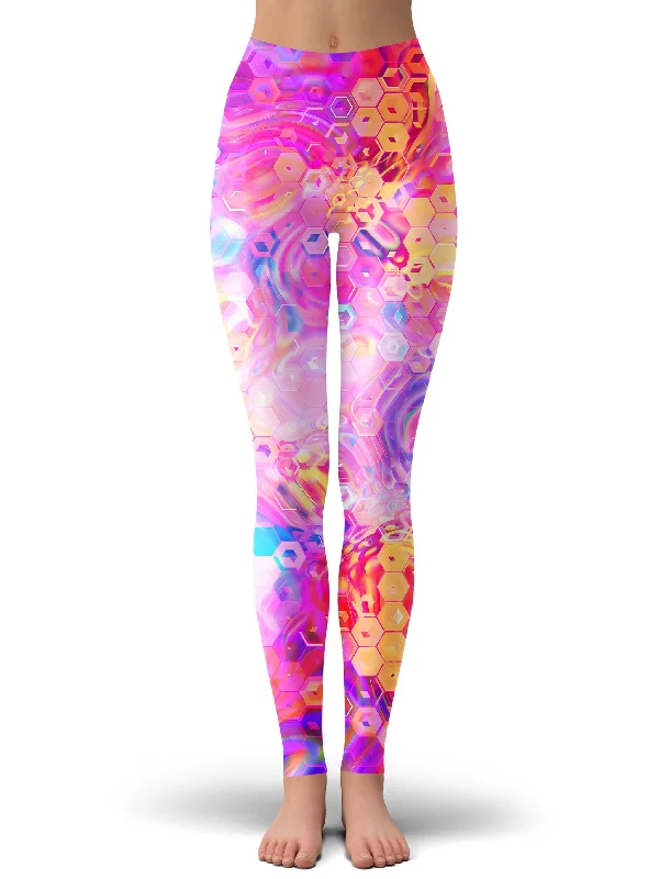 Purple Mirage Leggings Cozy Yoga Compression Leggings