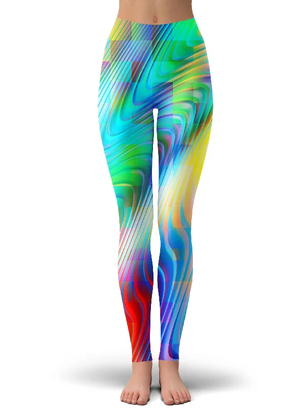 Rainbow Prism Leggings Trendy Faux Suede Leggings