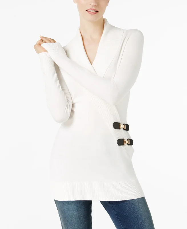 Surplice Buckle Tunic Sweater