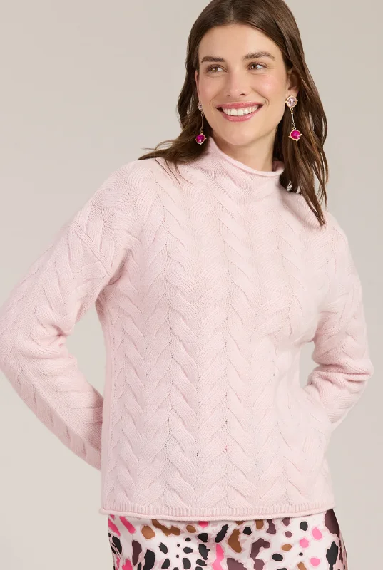 Tyler Boe Cashmere Basketweave Sweater in Pink