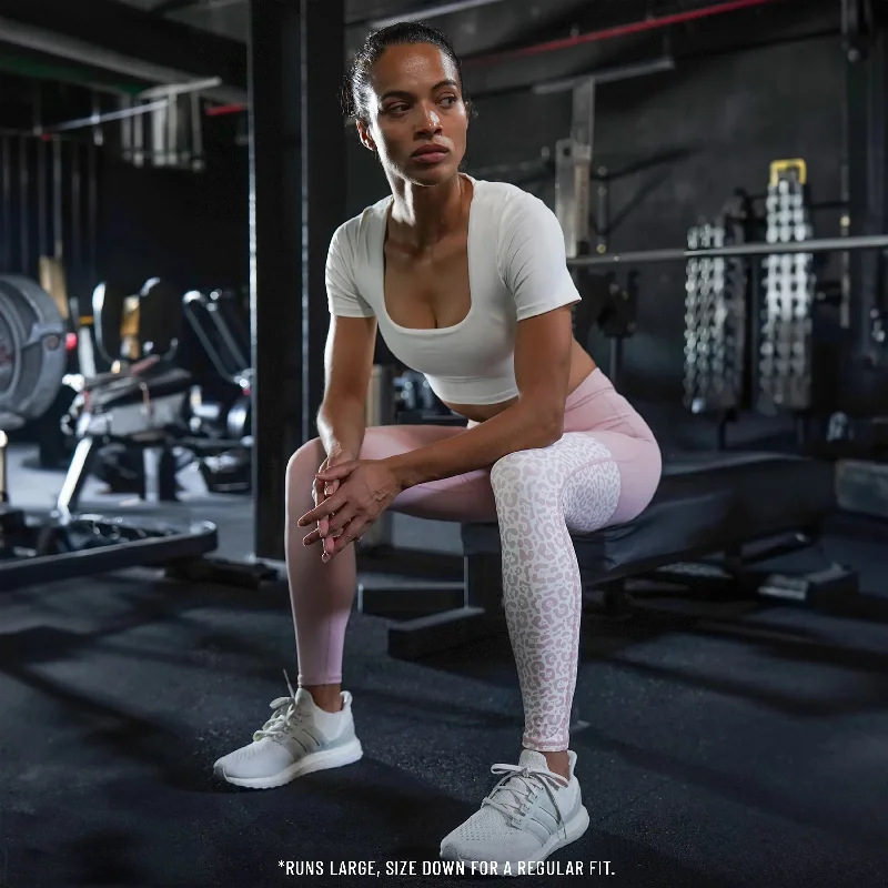 Untamed Colour Block Leggings 27" - Pale Mauve Print Cozy Workout Performance Leggings