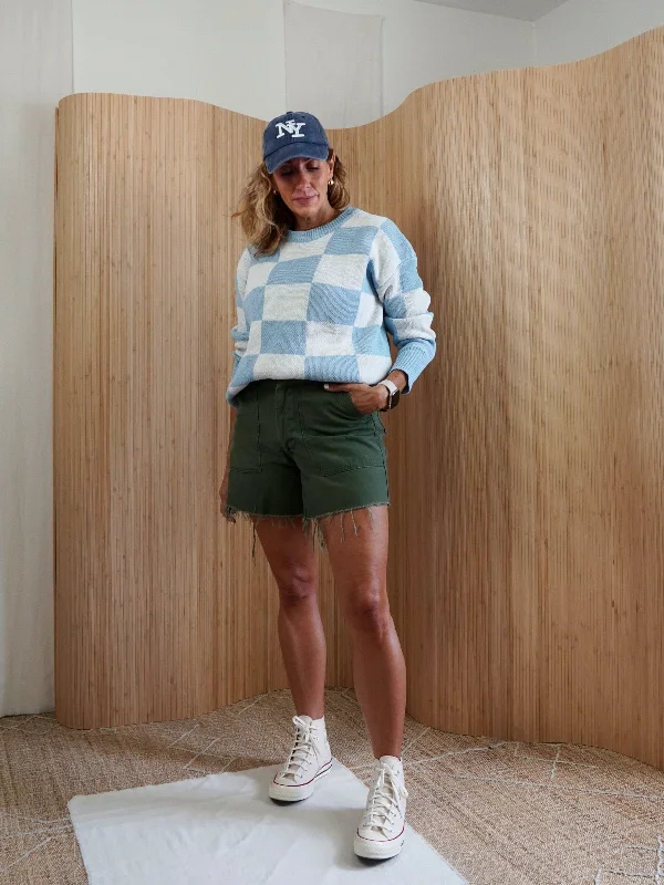 Vintage Sky Blue Check Sweater