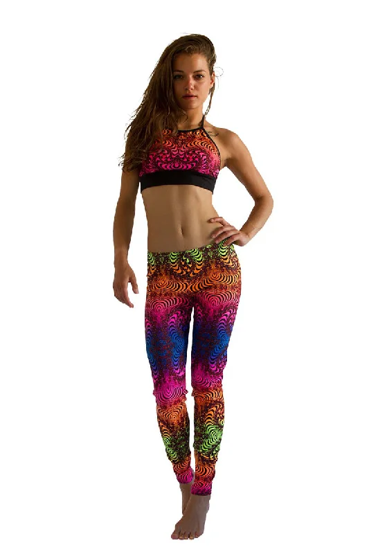 Wide waistband Leggings : Rainbow Fractal