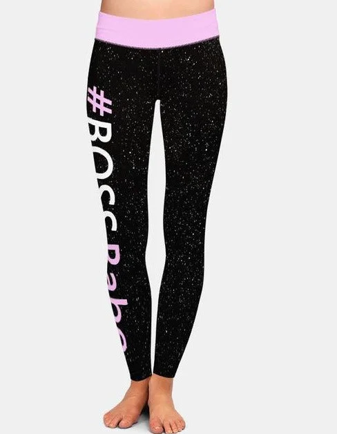 Womens #BOSSBabe Galaxy Black Leggings