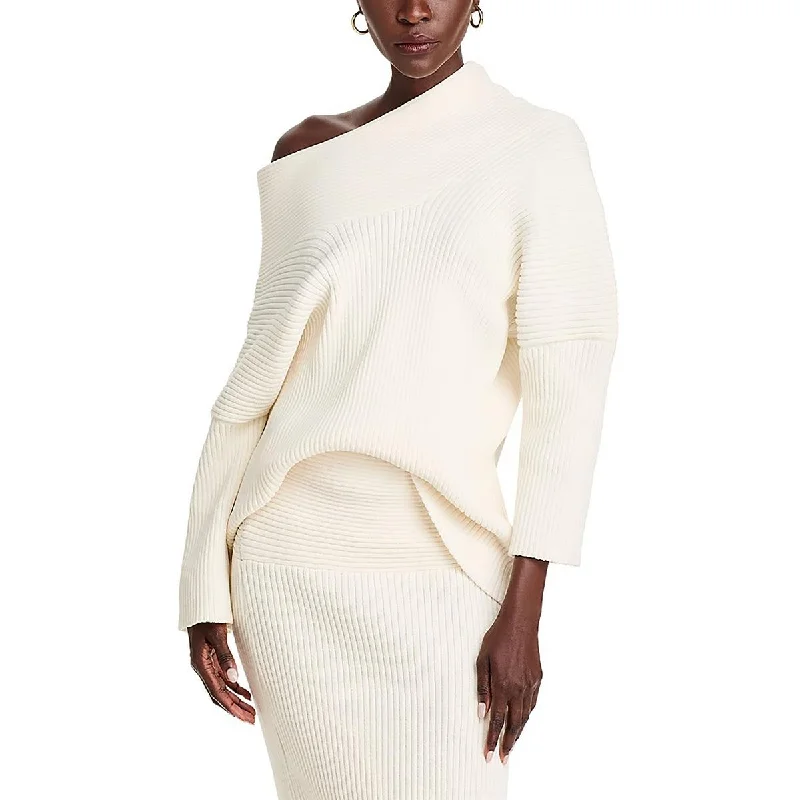 4th & Reckless Womens Ribbed Knit Off-The-Shoulder Pullover Sweater Faux Fur Fabric Real Fur Fabric Shearling Fabric 4th & Reckless Womens Ribbed Knit Off-The-Shoulder Pullover Sweater Faux Fur Fabric Real Fur Fabric Shearling Fabric
