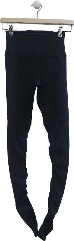 alo yoga Black High Waist Long Length Leggings UK XS Fashionable Leather-Look Leggings