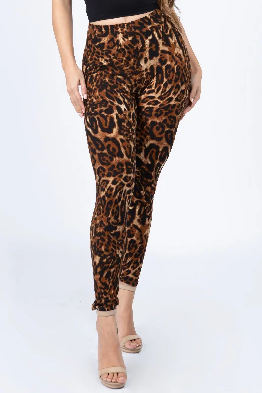 Animal Instinct Peach Skin Leggings Elegant Printed Leggings with Pockets