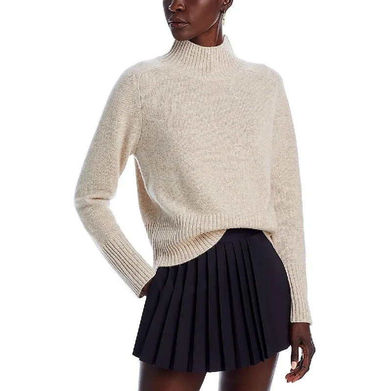 Aqua Cashmere Womens Cashmere Ribbed Trim Mock Turtleneck Sweater Sweater Knitwear Pullover Aqua Cashmere Womens Cashmere Ribbed Trim Mock Turtleneck Sweater Sweater Knitwear Pullover
