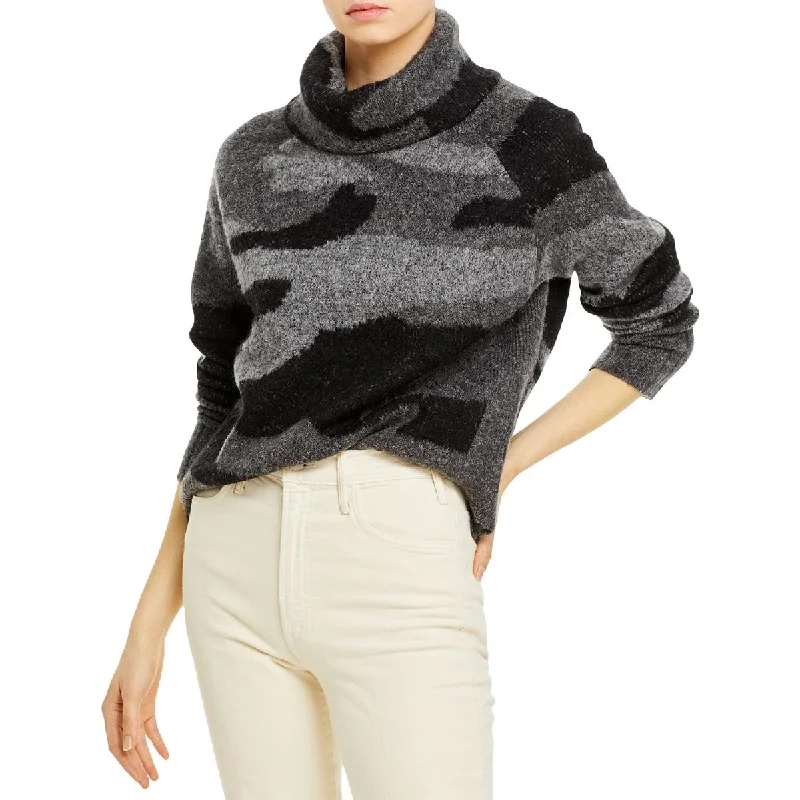 Aqua Womens Camo Knit Turtleneck Sweater Nylon Fabric Polyester Fabric Spandex Fabric Aqua Womens Camo Knit Turtleneck Sweater Nylon Fabric Polyester Fabric Spandex Fabric
