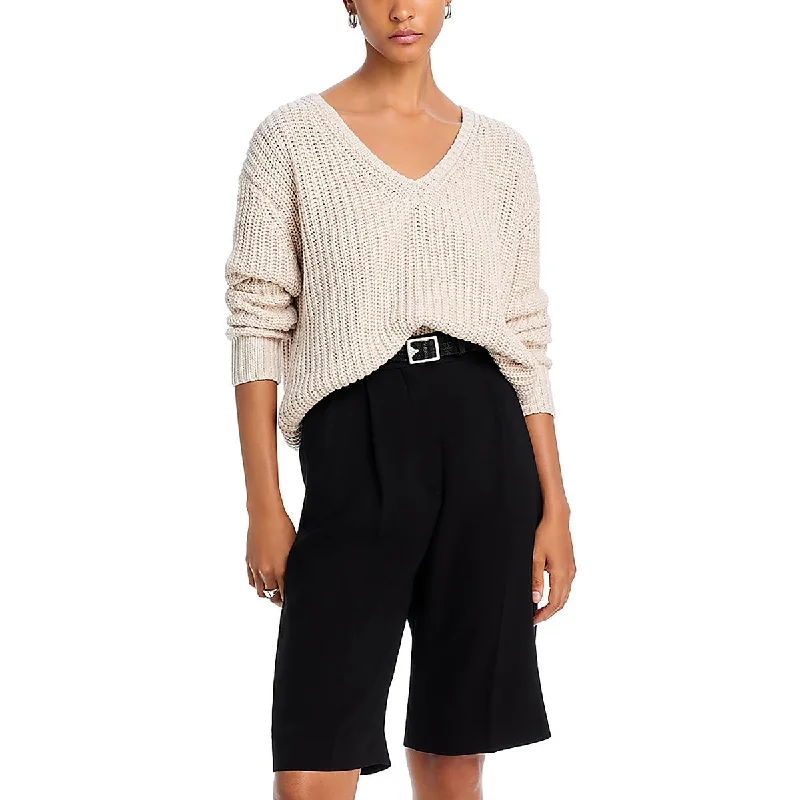 Aqua Womens Cotton V-Neck Pullover Sweater Soft Cozy Warm