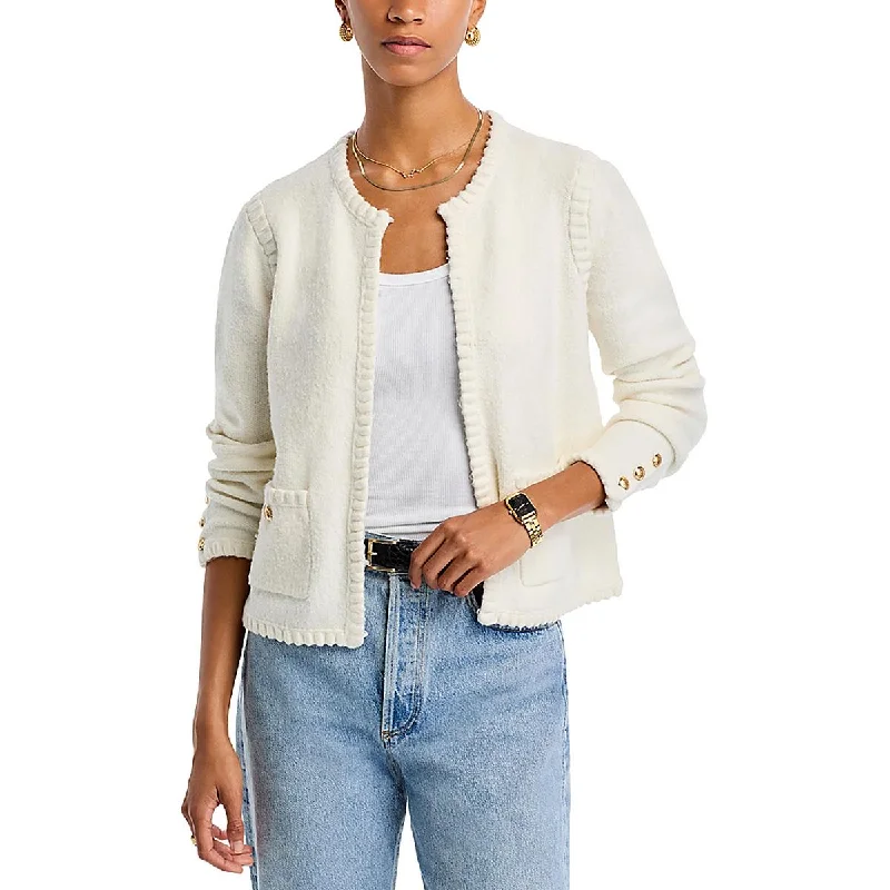 Aqua Womens Knit Embellished Cardigan Sweater Notch Collar Peter Pan Collar Cowl Neck Aqua Womens Knit Embellished Cardigan Sweater Notch Collar Peter Pan Collar Cowl Neck
