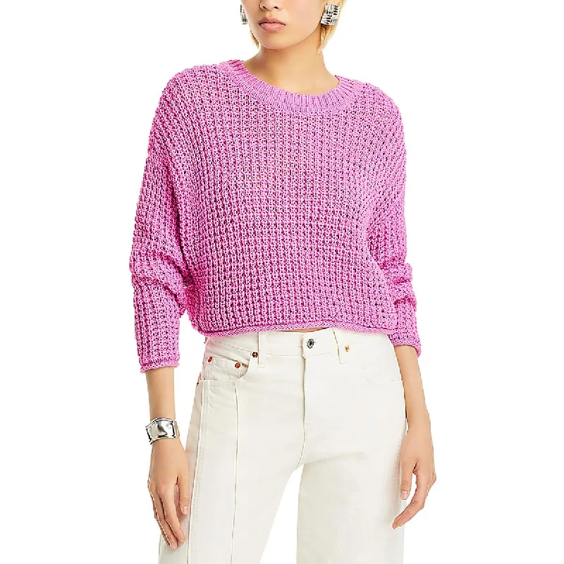 Aqua Womens Waffle Knit Crewneck Crop Sweater Chenille Fabric Brocade Fabric Lace Fabric Aqua Womens Waffle Knit Crewneck Crop Sweater Chenille Fabric Brocade Fabric Lace Fabric