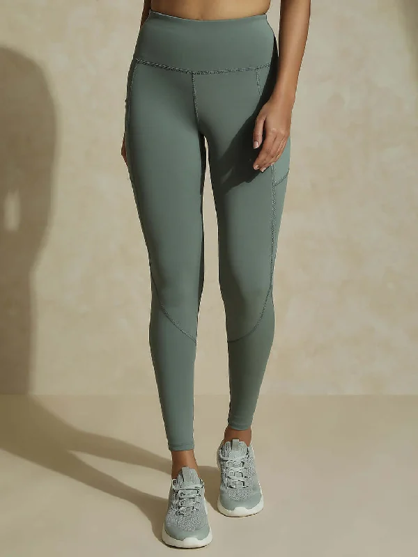 Aura Leggings Light Sage Elegant Metallic Leggings