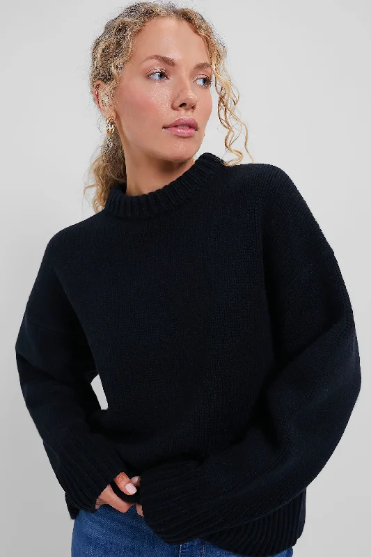 Black Genevieve Cashmere Blend Crewneck Sweater Machine Wash Dry Clean Hand Wash