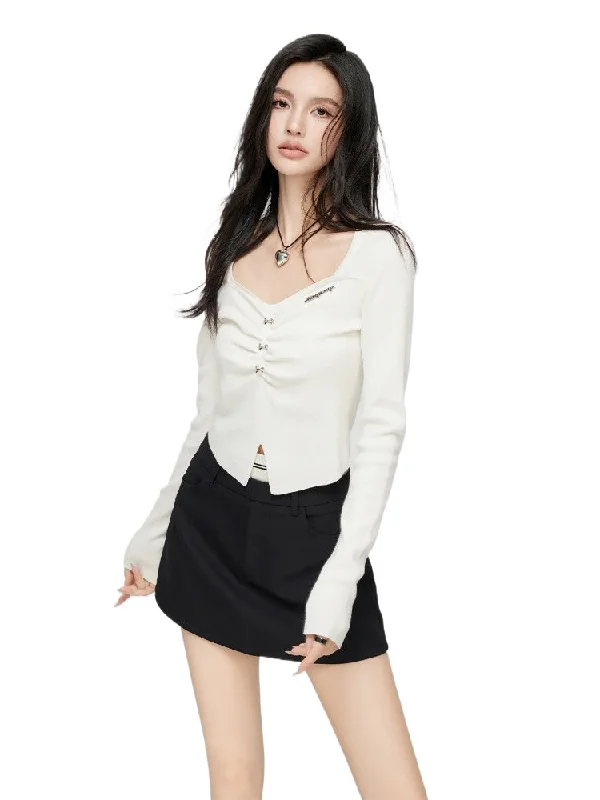 Black & White Wide Neckline Sweater Sequined Glittery Shiny