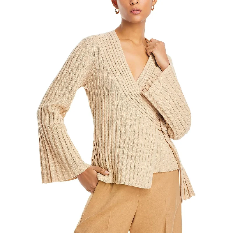 By Malene Birger Womens Ribbed Long Sleeves Wrap Sweater Cable Knit Ribbed Knit Lace Knit By Malene Birger Womens Ribbed Long Sleeves Wrap Sweater Cable Knit Ribbed Knit Lace Knit