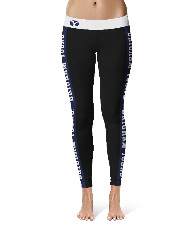 BYU Cougars Game Day Blue Stripes Black Yoga Leggings for Women by Vive La Fete Stylish Yoga Leggings BYU Cougars Game Day Blue Stripes Black Yoga Leggings for Women by Vive La Fete Stylish Yoga Leggings