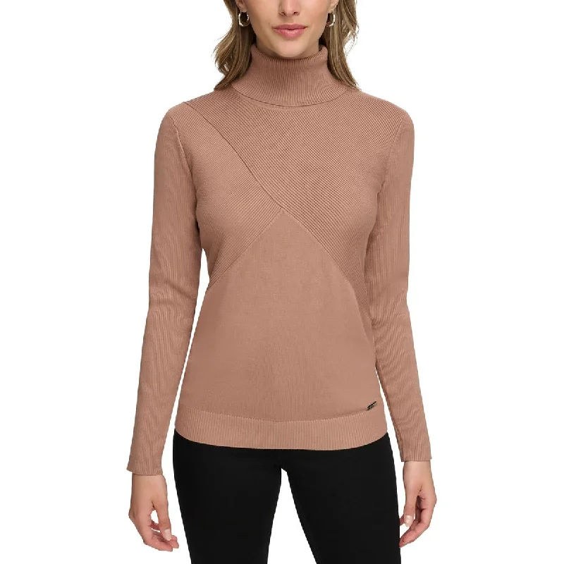 Calvin Klein Womens Long Sleeves Turtle Neck Mock Turtleneck Sweater Solid Print Embellished Calvin Klein Womens Long Sleeves Turtle Neck Mock Turtleneck Sweater Solid Print Embellished