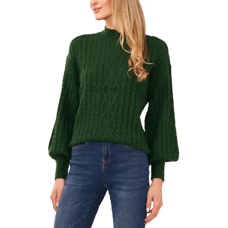 CeCe Womens Cable Mock Neck Winter Pullover Sweater Elegant Classic Vintage