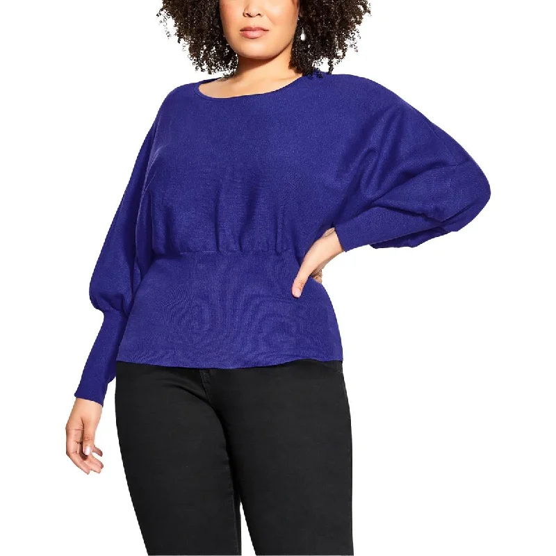 City Chic Womens Plus Lily Ribbed Trim Long Sleeve Pullover Sweater Terry Blend Velvet Blend Canvas Blend City Chic Womens Plus Lily Ribbed Trim Long Sleeve Pullover Sweater Terry Blend Velvet Blend Canvas Blend