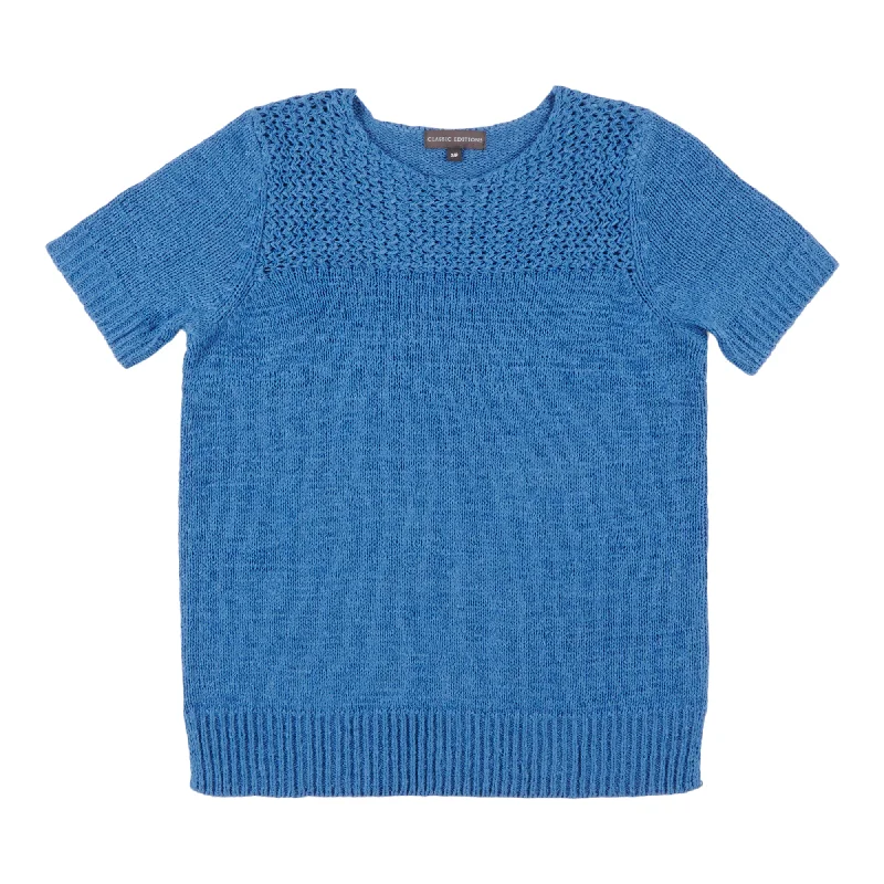 Classic Editions Women's Short Sleeve Sweater Denim Fabric Leather Fabric Suede Fabric Classic Editions Women's Short Sleeve Sweater Denim Fabric Leather Fabric Suede Fabric